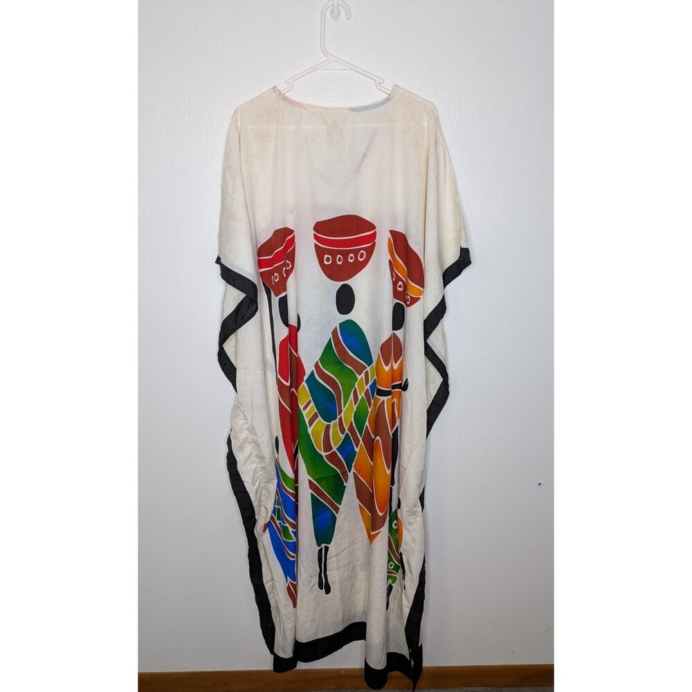 Gypsie Blu Dress Afrocentric Tribal Long Maxi Kaftan Housedress Cover Up - Picture 4 of 6